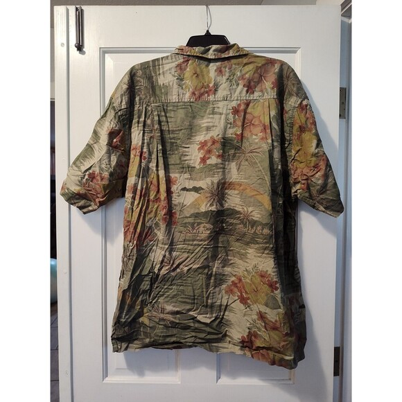 Aeropostale Hawaiian Shirt Mens XL Button Up Green Floral Short Sleeve - Picture 6 of 16